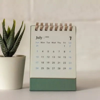 Calendario al lado de planta